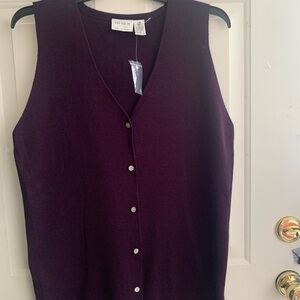 Preview Collection 100% Merino Wool Women's Deep Purple Sleeveless Blouse